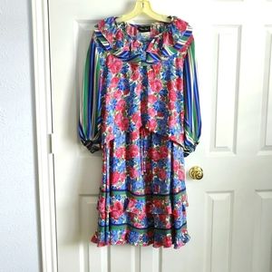 Women's 2 piece Vintage Diane Freis Georgette Floral Dress